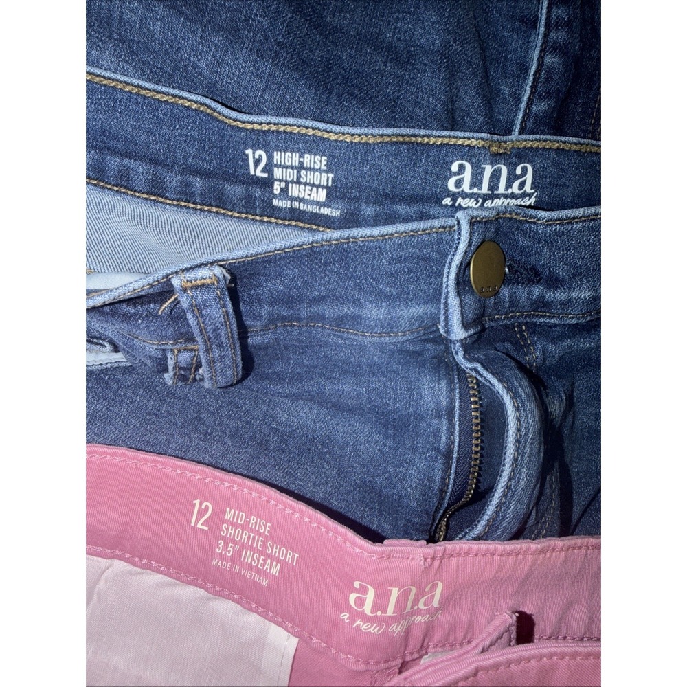 ANA A New Approach Jean Shorts Sz 12 Cuffed Blue Denim Set Of 4 Summer - Picture 2 of 8